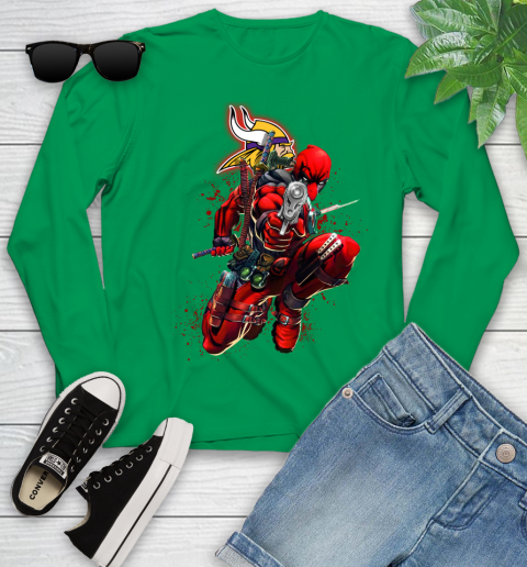NFL Deadpool Marvel Comics Sports Football Minnesota Vikings Youth Long Sleeve 6