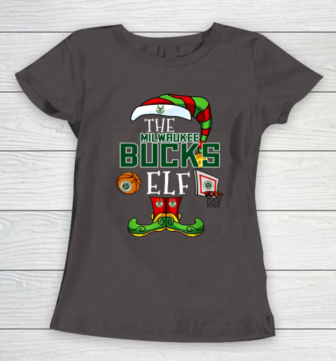 Milwaukee Bucks Christmas ELF Funny NBA Women's T-Shirt 7
