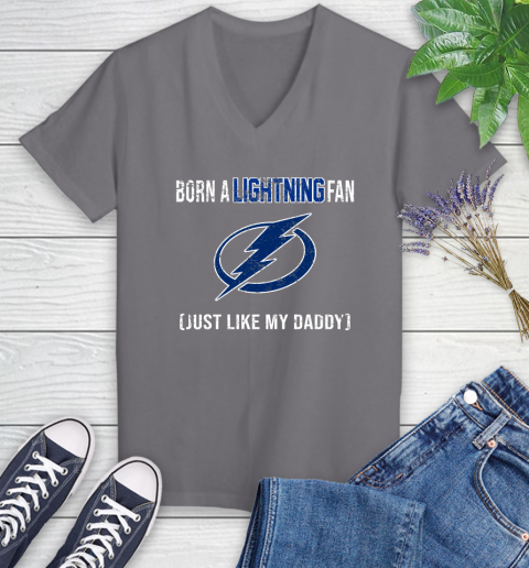 NHL Tampa Bay Lightning Hockey Loyal Fan Just Like My Daddy Shirt Women's V-Neck T-Shirt 9