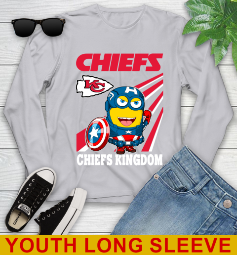 NFL Football Kansas City Chiefs Captain America Marvel Avengers Minion Shirt Youth Long Sleeve 5