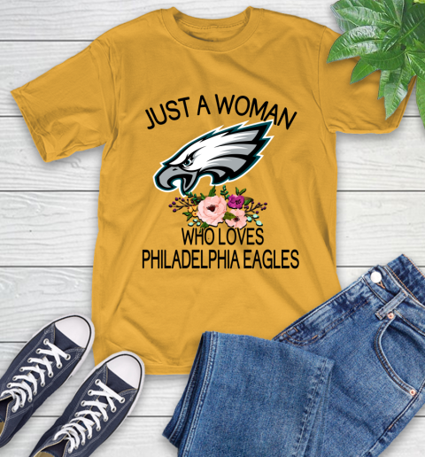 NFL Just A Woman Who Loves Philadelphia Eagles Football Sports T-Shirt 2