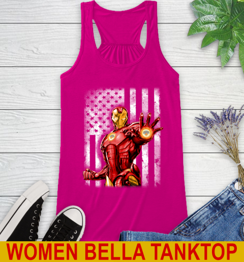 New York Knicks NBA Basketball Iron Man Avengers American Flag Shirt Racerback Tank 6