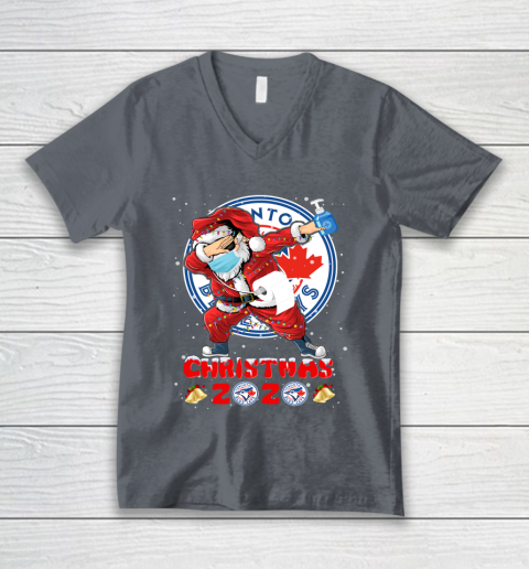 Toronto Blue Jays Funny Santa Claus Dabbing Christmas 2020 MLB V-Neck T-Shirt 4