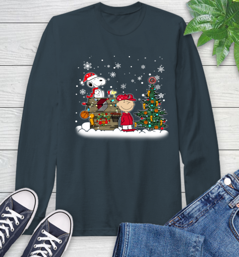 Portland Trail Blazers NBA Basketball Christmas The Peanuts Movie Snoopy Championship Long Sleeve T-Shirt 9