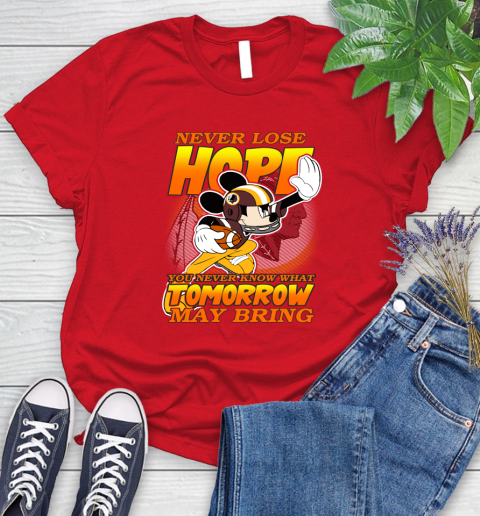 Washington Redskins NFL Football Mickey Disney Never Lose Hope Women's T-Shirt 13