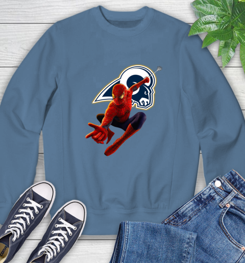 NFL Spider Man Avengers Endgame Football Los Angeles Rams Sweatshirt 7
