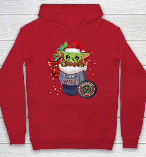 Minnesota Wild Christmas Baby Yoda Star Wars Funny Happy NHL Hoodie 10