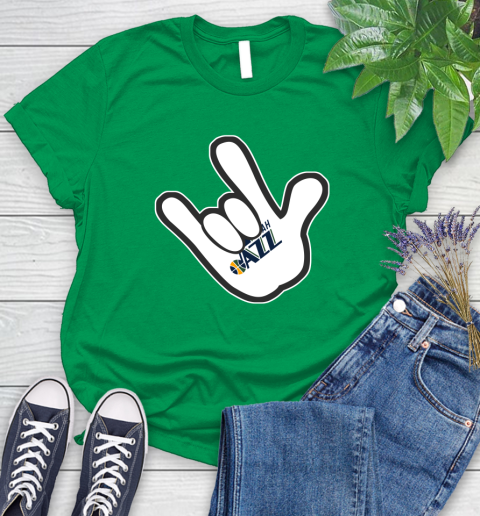 Utah Jazz NBA Basketball Mickey Rock Hand Disney Women's T-Shirt 6