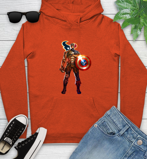 NFL Captain America Marvel Avengers Endgame Football Sports Houston Texans Youth Hoodie 5