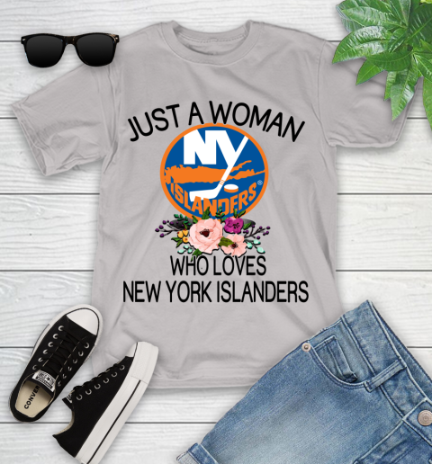 NHL Just A Woman Who Loves New York Islanders Hockey Sports Youth T-Shirt 10