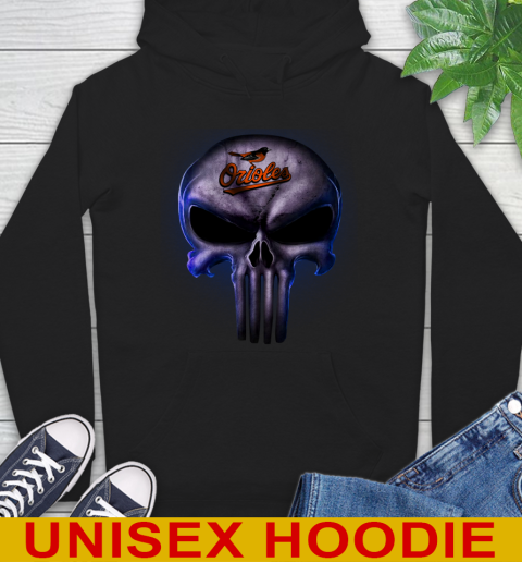 Baltimore Orioles MLB Baseball Punisher Skull Sports Hoodie