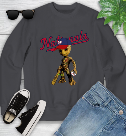MLB Washington Nationals Groot Guardians Of The Galaxy Baseball Youth Sweatshirt 6