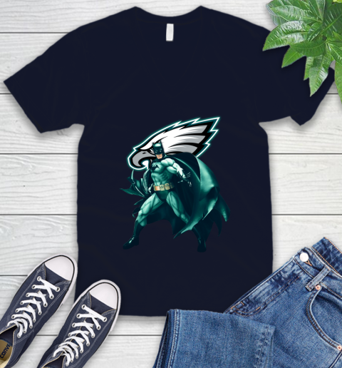 NFL Batman Football Sports Philadelphia Eagles V-Neck T-Shirt 3