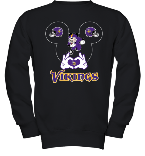 I Love The Vikings Mickey Mouse Minnesota Vikings Youth Sweatshirt
