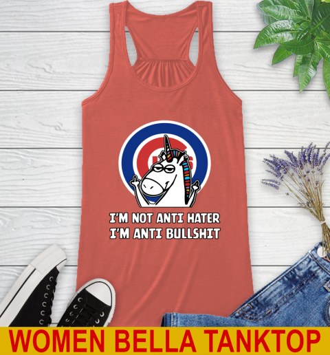 Chicago Cubs MLB Baseball Unicorn I'm Not Anti Hater I'm Anti Bullshit Racerback Tank 4