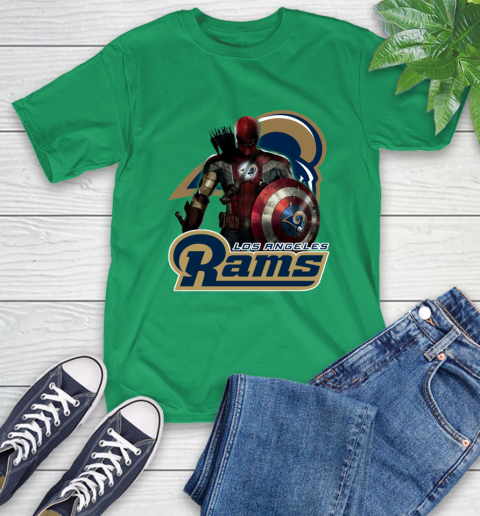 NFL Captain America Thor Spider Man Hawkeye Avengers Endgame Football Los Angeles Rams T-Shirt 7