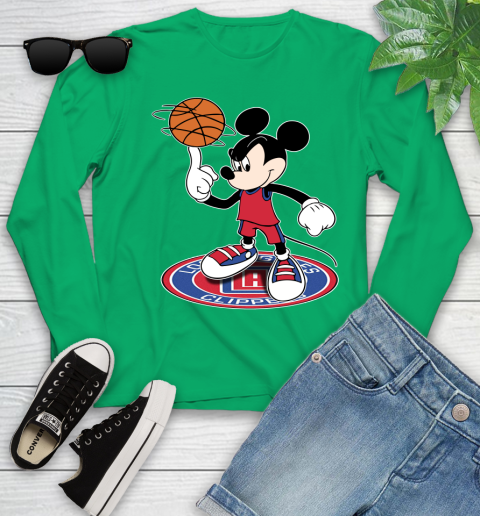 NBA Basketball LA Clippers Cheerful Mickey Disney Shirt Youth Long Sleeve 6