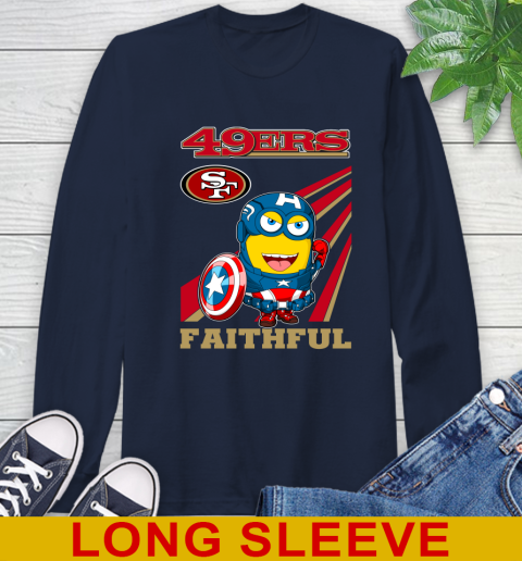 NFL Football San Francisco 49ers Captain America Marvel Avengers Minion Faithful Shirt Long Sleeve T-Shirt 3