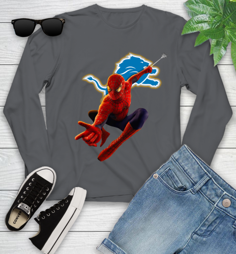 NFL Spider Man Avengers Endgame Football Detroit Lions Youth Long Sleeve 8