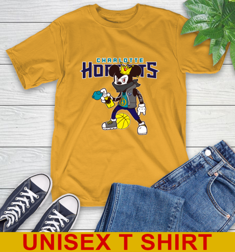 Charlotte Hornets NBA Basketball Mickey Peace Sign Sports T-Shirt 3