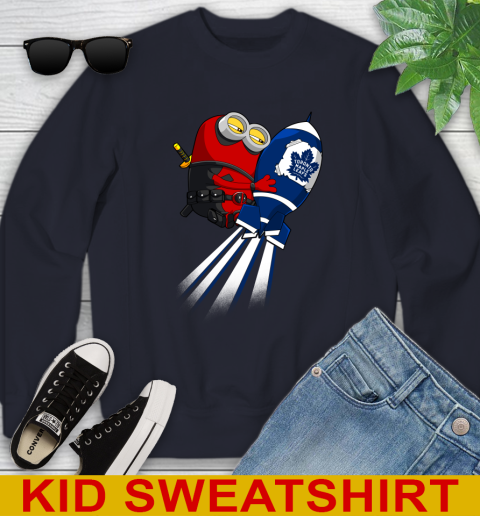 NHL Hockey Toronto Maple Leafs Deadpool Minion Marvel Shirt Youth Sweatshirt 2