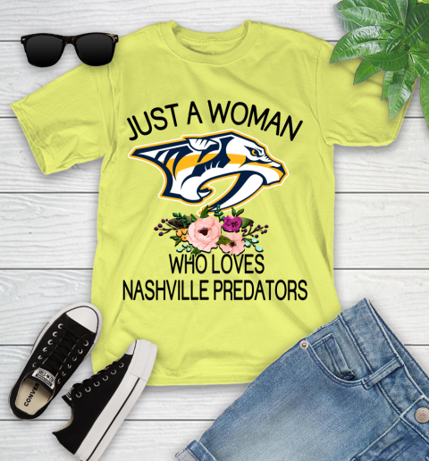 NHL Just A Woman Who Loves Nashville Predators Hockey Sports Youth T-Shirt 5