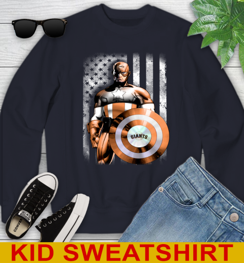 San Francisco Giants MLB Baseball Captain America Marvel Avengers American Flag Shirt Youth Sweatshirt 2