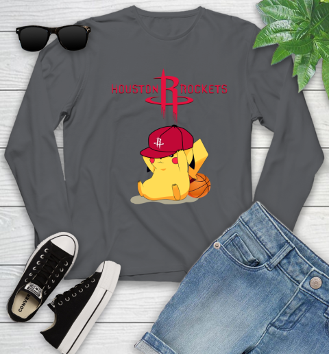 NBA Pikachu Basketball Sports Houston Rockets Youth Long Sleeve 8