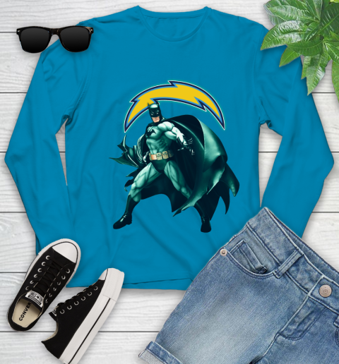 NFL Batman Football Sports Los Angeles Chargers Youth Long Sleeve 7