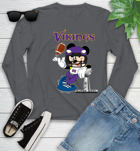 NFL Minnesota Vikings Mickey Mouse Disney Super Bowl Football T Shirt Youth Long Sleeve 8