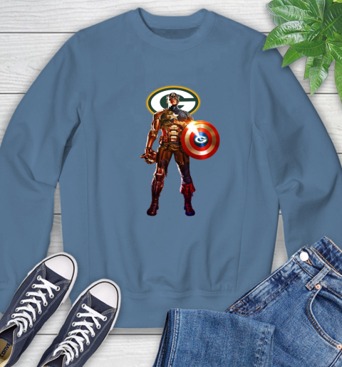 NFL Captain America Marvel Avengers Endgame Football Sports Green Bay Packers Sweatshirt 7