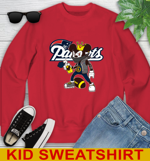 New England Patriots NFL Football Mickey Peace Sign Sports Youth Sweatshirt 8