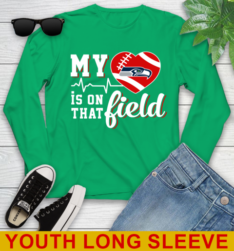 NFL My Heart Is On That Field Football Sports Seattle Seahawks Youth Long Sleeve 7