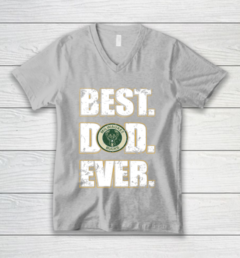 NBA Milwaukee Bucks Basketball Best Dad Ever Family Shirt V-Neck T-Shirt 3