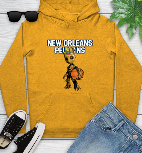 New Orleans Pelicans NBA Basketball Groot Marvel Guardians Of The Galaxy Youth Hoodie 3