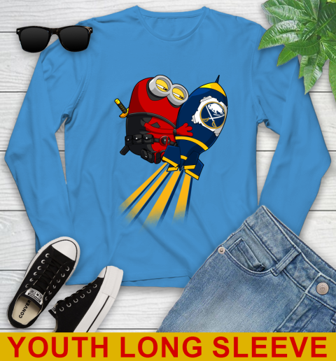 NHL Hockey Buffalo Sabres Deadpool Minion Marvel Shirt Youth Long Sleeve 8