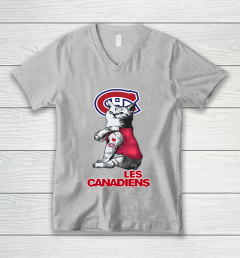 NHL My Cat Loves Montreal Canadiens Hockey V-Neck T-Shirt 3