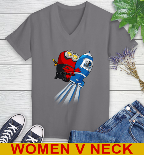 NBA Basketball Dallas Mavericks Deadpool Minion Marvel Shirt Women's V-Neck T-Shirt 11
