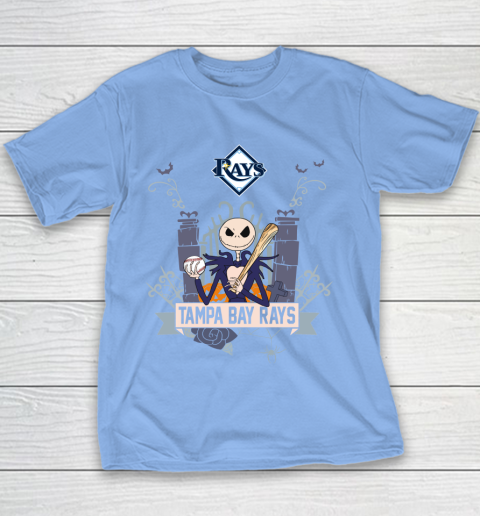 MLB Tampa Bay Rays Baseball Jack Skellington Halloween Youth T-Shirt 8