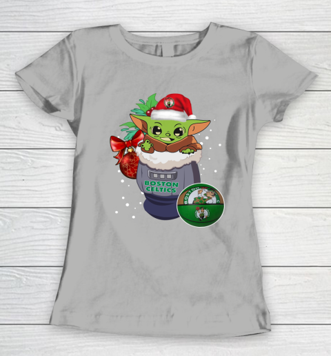 Boston Celtics Christmas Baby Yoda Star Wars Funny Happy NBA Women's T-Shirt 11