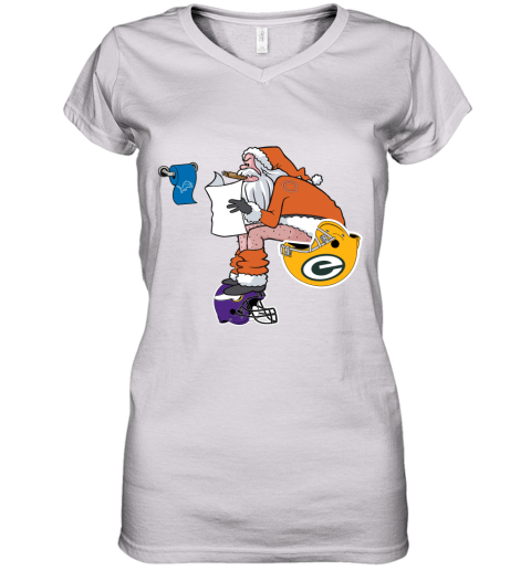 Santa Claus Chicago Bears Shit On Other Teams Christmas Women's V-Neck T-Shirt