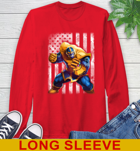 MLB Baseball Kansas City Royals Thanos Marvel American Flag Shirt Long Sleeve T-Shirt 12