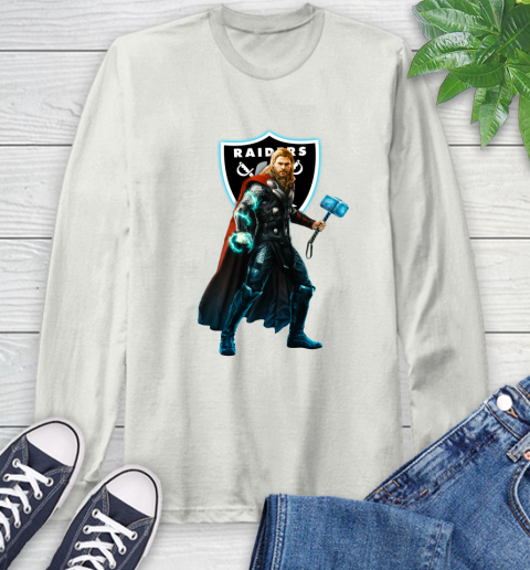 NFL Thor Avengers Endgame Football Oakland Raiders Long Sleeve T-Shirt 12