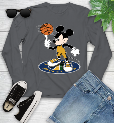 NBA Basketball Utah Jazz Cheerful Mickey Disney Shirt Youth Long Sleeve 8