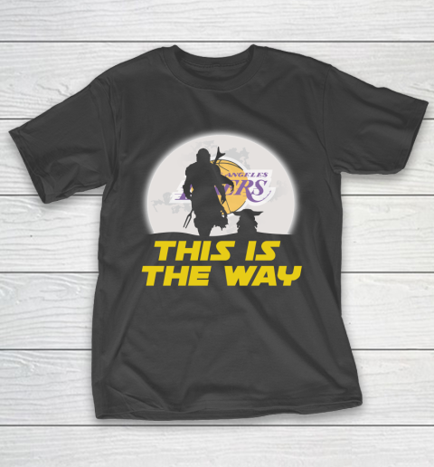 Los Angeles Lakers NBA Basketball Star Wars Yoda And Mandalorian This Is The Way T-Shirt