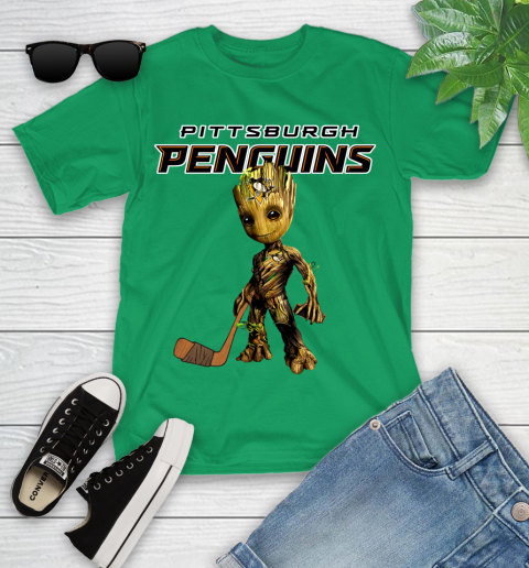 Pittsburgh Penguins NHL Hockey Groot Marvel Guardians Of The Galaxy Youth T-Shirt 6