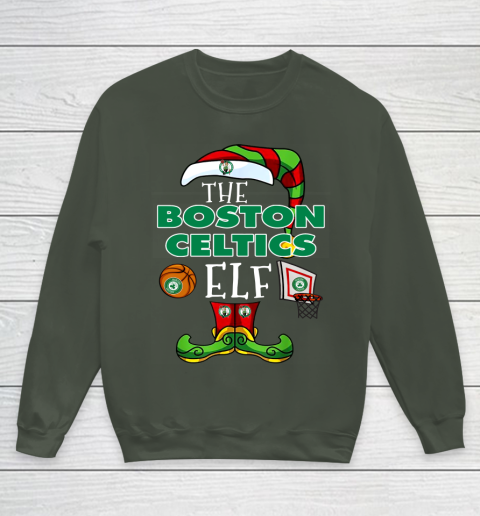 Boston Celtics Christmas ELF Funny NBA Youth Sweatshirt 8