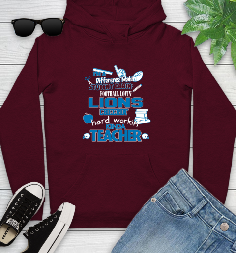 Detroit Lions NFL I'm A Difference Making Student Caring Football Loving Kinda Teacher Youth Hoodie 7