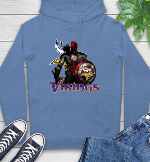 NFL Captain America Thor Spider Man Hawkeye Avengers Endgame Football Minnesota Vikings Hoodie 11