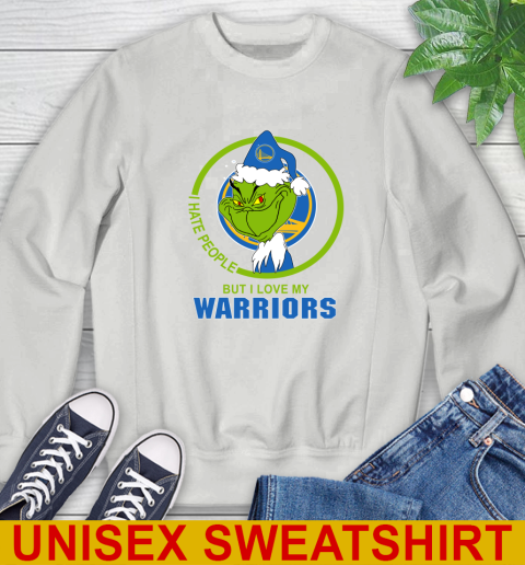 Golden State Warriors NBA Christmas Grinch I Hate People But I Love My Favorite Basketball Team Sweatshirt 5
